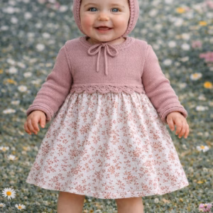 Vestido Flores Rosa - 12M